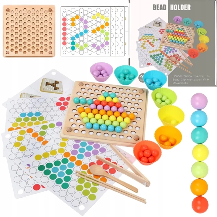 LT283 MOZAIKA DREWNIANA UKŁADANKA MONTESSORI KULKI