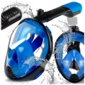 Maska do Nurkowania Pełnotwarzowa L/XL Składana do Pływania Snorkelingu CZARNO NIEBIESKA
