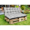 Zestaw Poduszka ogrodowa 120/80 cm + 120/40 cm na ławkę palety wodoodporna jasnoszara