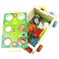 DREWNIANY SORTER KLOCKÓW MONTESSORII ZŁAP ROBACZKA SORTER AUTO Z WARZYWAMI