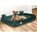 Legowisko dla psa kojec 115x95 cm welur ciemnozielony
