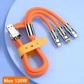 Kabel szybkiego ładowania USB 3w1 typu C 120w 6A 150cm pomaranczowy