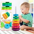 ZAKRĘCONA PIRAMIDA TĘCZOWA WIEŻA ZABAWKA MONTESSORI KOLOROWA SPIRALA 41CM
