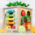 DREWNIANA KOSTKA EDUKACYJNA SORTER CYMBAŁKI ROBACZKI NA MAGNES