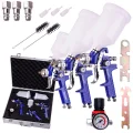3x Pistolet Lakierniczy HVLP 0,8 1,4 1,7 do Malowania ALU Walizka Reduktor