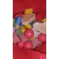 *LT308 DREWNIANE KLOCKI 100el KLOCKI W CZERWONYM WORKU