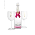 Kieliszek Moët & Chandon Ibiza 1 szt. Biały elegancki plastikowy kieliszek do szampana z logo, idealny na imprezy i plener
