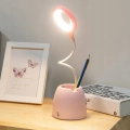 LAMPKA BIURKOWA RÓŻOWA Z POJEMNIKIEM