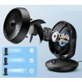 Wentylator stołowy cichy FTOTHH XD-1589F 22dB 3 prędkości regulacja 90° 3D turbo czarny