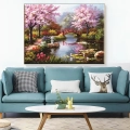 Zestaw do haftu krzyżykowego Sakura 50x40 cm pełny zestaw z niciami, igłami i wzorem kwitnącej wiśni do haftowania