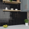 Naklejki 3D na ścianę VaryPaper Herringbone 30,5x30,5 cm, 20 szt. czarne