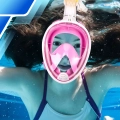 Maska do Nurkowania Pełnotwarzowa S/M Składana do Pływania Snorkelingu BIAŁO RÓŻOWA