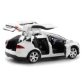 Model samochodu Tesla X90 1:32 biały miniatura elektrycznego auta z otwieranymi drzwiami