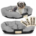 Legowisko dla psa 100x75 cm personalizowane wodoodporne szare