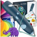 DŁUGOPIS DRUKARKA 3D PEN BEZPIECZNY ZESTAW + WZORY NIEBIESKI