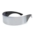 Futurystyczne okulary przeciwsłoneczne srebrne stylowe okulary UV400 z lustrzaną powłoką, modny design unisex