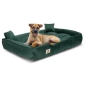 Legowisko dla psa kojec 115x95 cm welur ciemnozielony