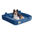Legowisko dla psa kojec 75x65 cm welur niebieski