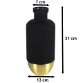 Wazon na kwiaty matowy gładki czarno złoty 31 cm szkło metal 8718317838583
