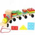 LT292 DREWNIANY POCIĄG Z KLOCKAMI SORTER MONTESSORI WAGONY