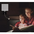 Lampa LED do czytania regulowana ALLOMN gęsia szyja USB chrom POWYSTAWOWY