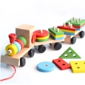 LT292 DREWNIANY POCIĄG Z KLOCKAMI SORTER MONTESSORI WAGONY