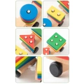 LT292 DREWNIANY POCIĄG Z KLOCKAMI SORTER MONTESSORI WAGONY