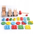 LT292 DREWNIANY POCIĄG Z KLOCKAMI SORTER MONTESSORI WAGONY
