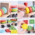 LT292 DREWNIANY POCIĄG Z KLOCKAMI SORTER MONTESSORI WAGONY