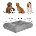 Legowisko dla psa gruba miękka poduszka shaggy 80x60 cm jasnoszare