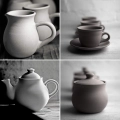 Ręcznie robiony fioletowo-biały zestaw ceramiczny NIE KOMPLET