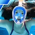 Maska do Nurkowania Pełnotwarzowa S/M Składana do Pływania Snorkelingu BIAŁO NIEBIESKA