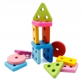 SORTER DREWNIANY NAKŁADANKA KSZTAŁTY FIGURY UŁAMKI MONTESSORI