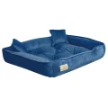 Legowisko dla psa kojec 75x65 cm welur niebieski