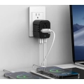 Uniwersalny adapter podróżny USB-A x2/USB-C x2 do ładowania czarny