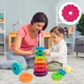 TĘCZOWA PIRAMIDKA UKŁADANKA WIEŻA ZABAWKA EDUKACYJNA ZAKRĘCONA SPIRALA 41cm