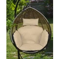 Poduszka ogrodowa 112x113 cm na krzesło wiszące bocianie gniazdo wodoodporna beżowa