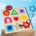 PUZZLE DREWNIANE KSZTAŁTY DOPASOWYWANIE EDUKACYJNE FIGURY MONTESSORI