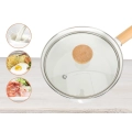 Rondel emaliowany Vaguelly 16 cm z miarką powłoką nieprzywierającą i drewnianym uchwytem