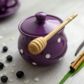 Ręcznie robiony fioletowo-biały zestaw ceramiczny NIE KOMPLET