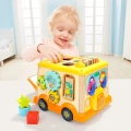 Drewniana Kostka Edukacyjna Sorter Klocki CYFRY autobus