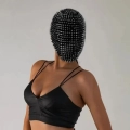 Maska z kolcami lateksowa czarna oryginalny dodatek do cosplayu i imprez tematycznych