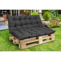 Zestaw Poduszka ogrodowa 120/80 cm + 120/40 cm na ławkę palety wodoodporna czarna