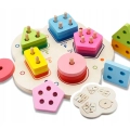 SORTER DREWNIANY NAKŁADANKA KSZTAŁTY FIGURY UŁAMKI MONTESSORI