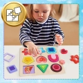 PUZZLE DREWNIANE KSZTAŁTY DOPASOWYWANIE EDUKACYJNE FIGURY MONTESSORI