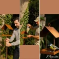 Karmnik dla ptaków na stojaku 143 cm metalowy rustykalny