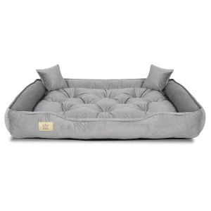 Legowisko dla psa kojec 130x105 cm welur szary