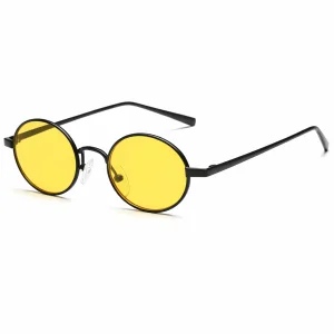 Okulary przeciwsłoneczne FEISEDY w stylu retro żółte okrągłe metalowe B2422