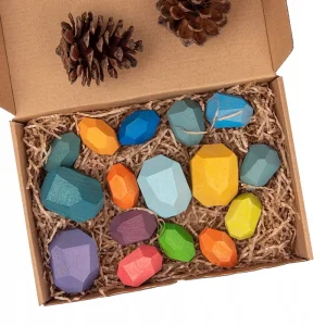 DREWNIANE KAMIENIE UKŁADANKA MONTESSORI KLOCKI