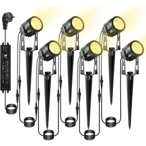 Oświetlenie ogrodowe ECOWHO 6x LED lampy z kolcem IP65 ciepła biel